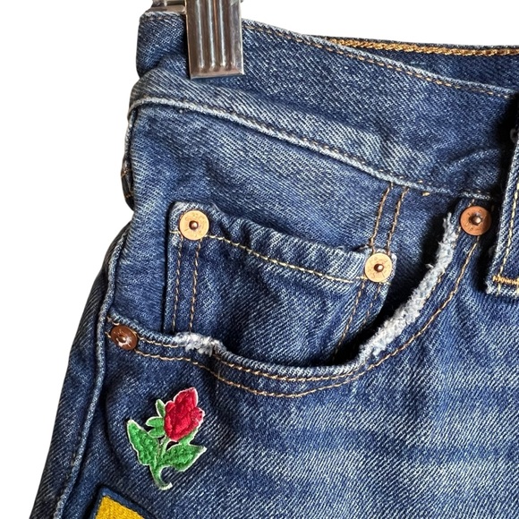 Levi’s Original Fit 501 Jean Shirts with Colorful Patches Size 26 - Picture 5 of 14